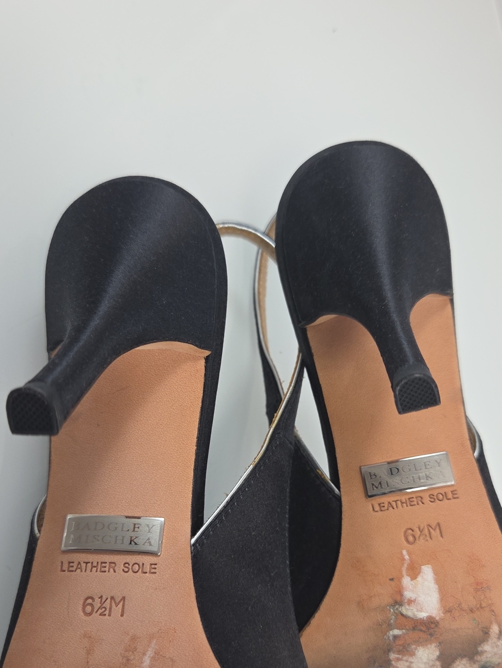 Badgley Mischka Black Embellished Slingback Peep-Toe Heels - Picture 10 of 13